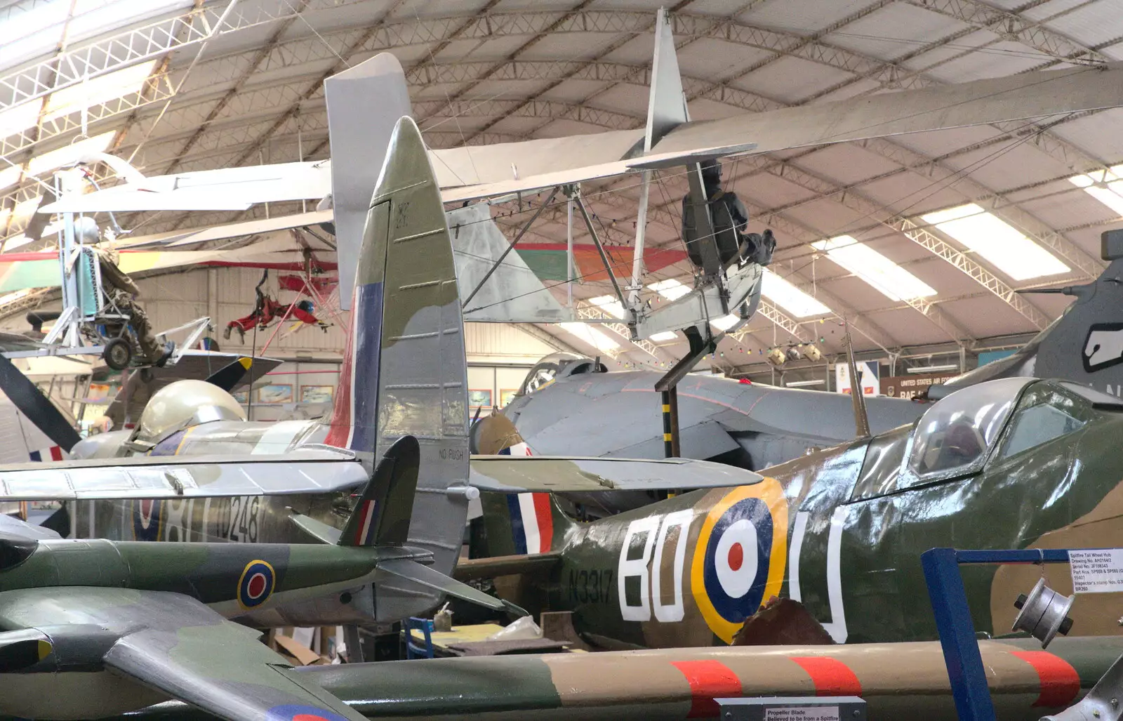 A jumble of planes, crammed in together, from Norfolk and Suffolk Aviation Museum, Flixton, Suffolk - 30th April 2017