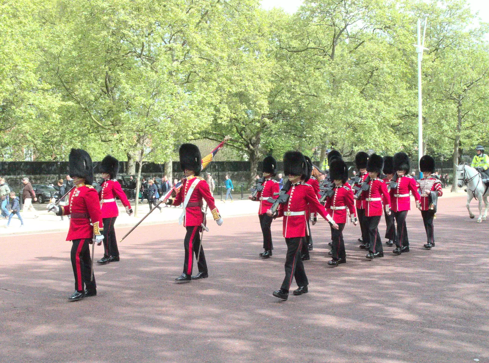 More bearskins march up the Mall, from Campfires, Oaksmere Building and a BSCC Bike Ride, Brome, Suffolk - 4th May 2017