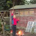 Fred waves a burning stick in the air, Campfires, Oaksmere Building and a BSCC Bike Ride, Brome, Suffolk - 4th May 2017