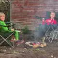 Harry and Fred around their own camp fire, Campfires, Oaksmere Building and a BSCC Bike Ride, Brome, Suffolk - 4th May 2017