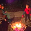 Isobel, Harry and Fred around the fire, Campfires, Oaksmere Building and a BSCC Bike Ride, Brome, Suffolk - 4th May 2017