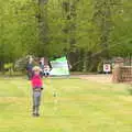 Harry flings a kite in the air, Campfires, Oaksmere Building and a BSCC Bike Ride, Brome, Suffolk - 4th May 2017