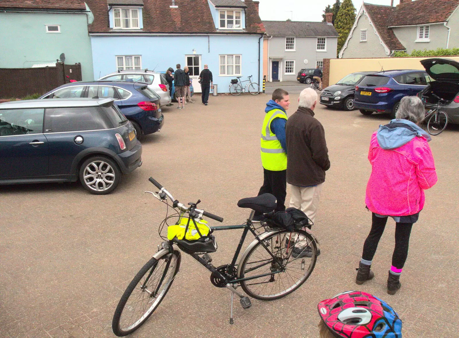 Assembling in the car park, from The Last-Ever BSCC Weekend Away Bike Ride, Thaxted, Essex - 6th May 2017