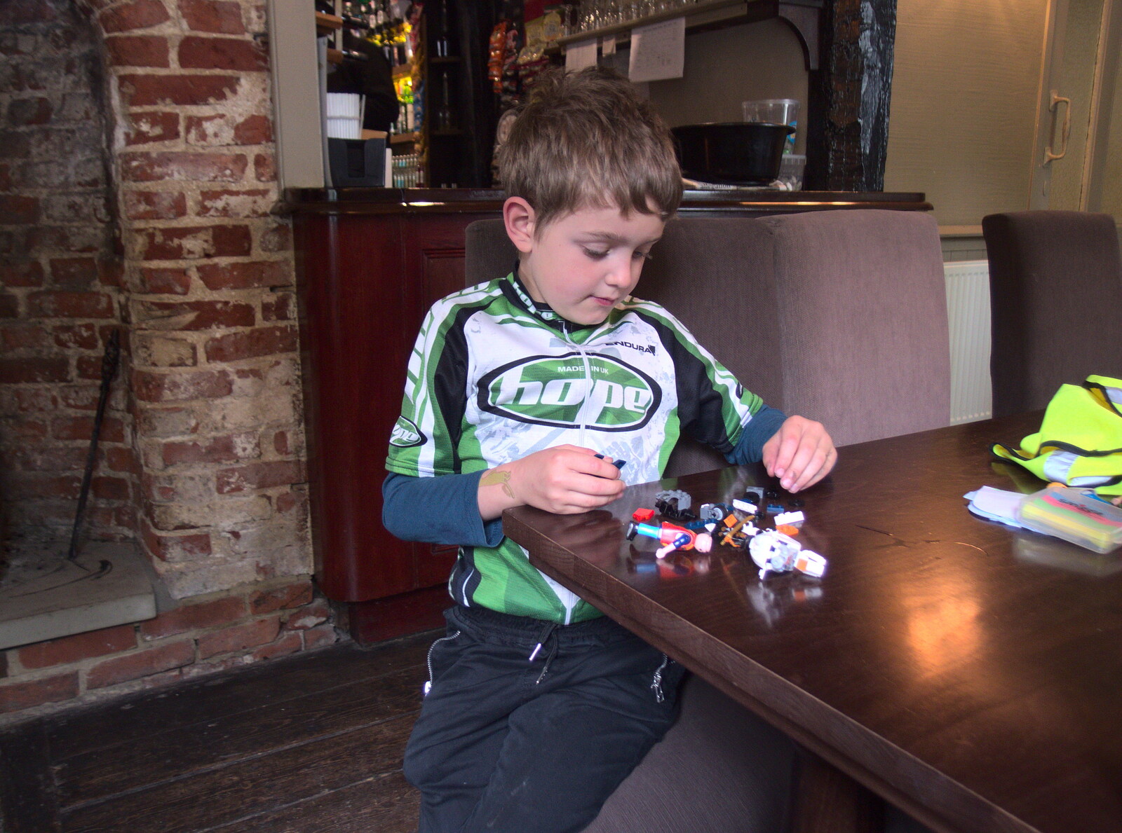 Fred does Lego in the Cock Inn, Henham from The Last-Ever BSCC Weekend Away Bike Ride, Thaxted, Essex - 6th May 2017