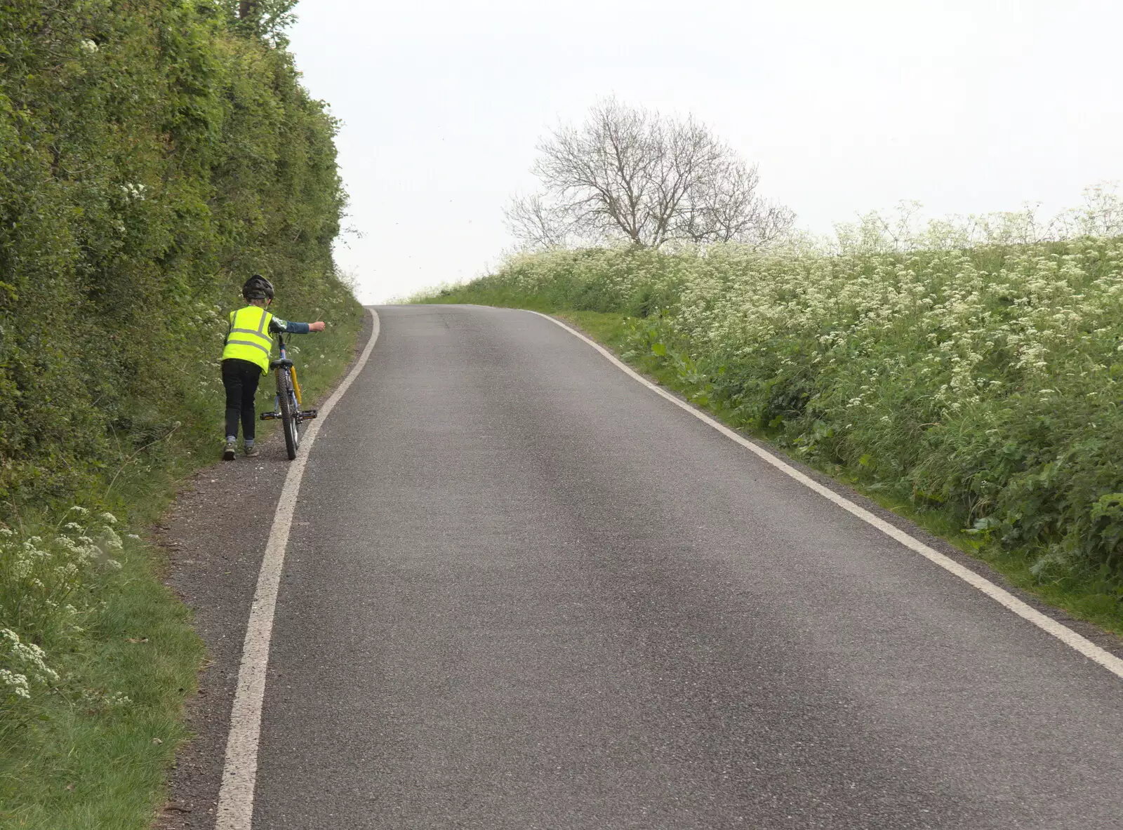 Fred pushes his bike up a very long hill, from The Last-Ever BSCC Weekend Away Bike Ride, Thaxted, Essex - 6th May 2017