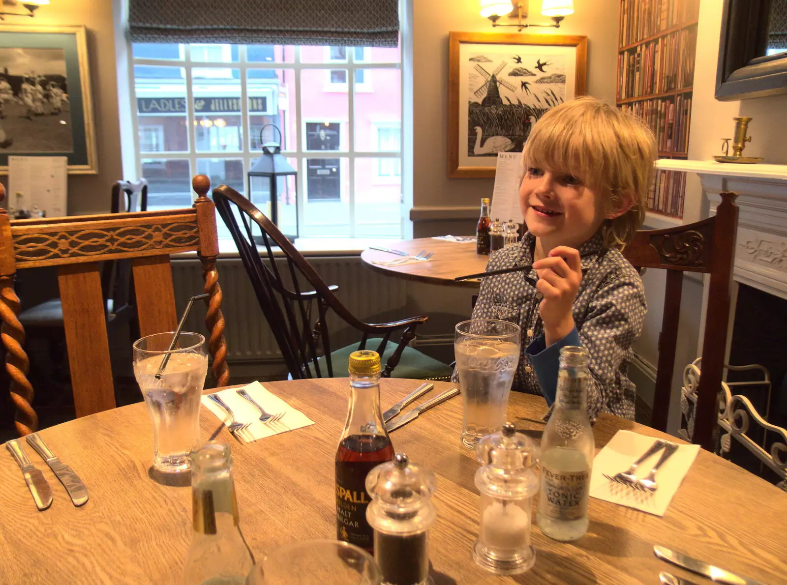 Harry has a straw, from The Last-Ever BSCC Weekend Away Bike Ride, Thaxted, Essex - 6th May 2017