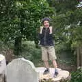 Fred stands on a tree stump, A Postcard From Thaxted, Essex - 7th May 2017