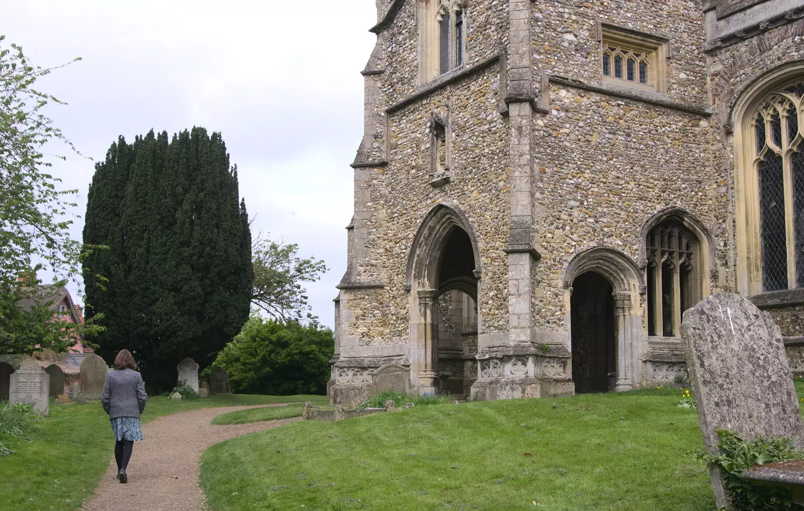 Isobel roams around the churchyard, from A Postcard From Thaxted, Essex - 7th May 2017