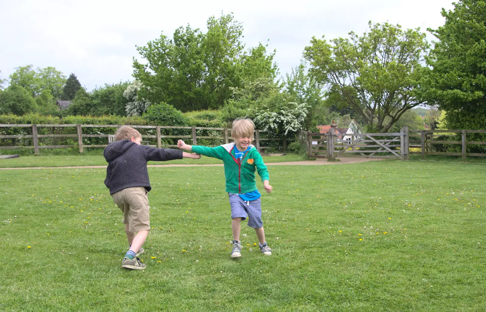 The boys have a pretend fight, from A Postcard From Thaxted, Essex - 7th May 2017