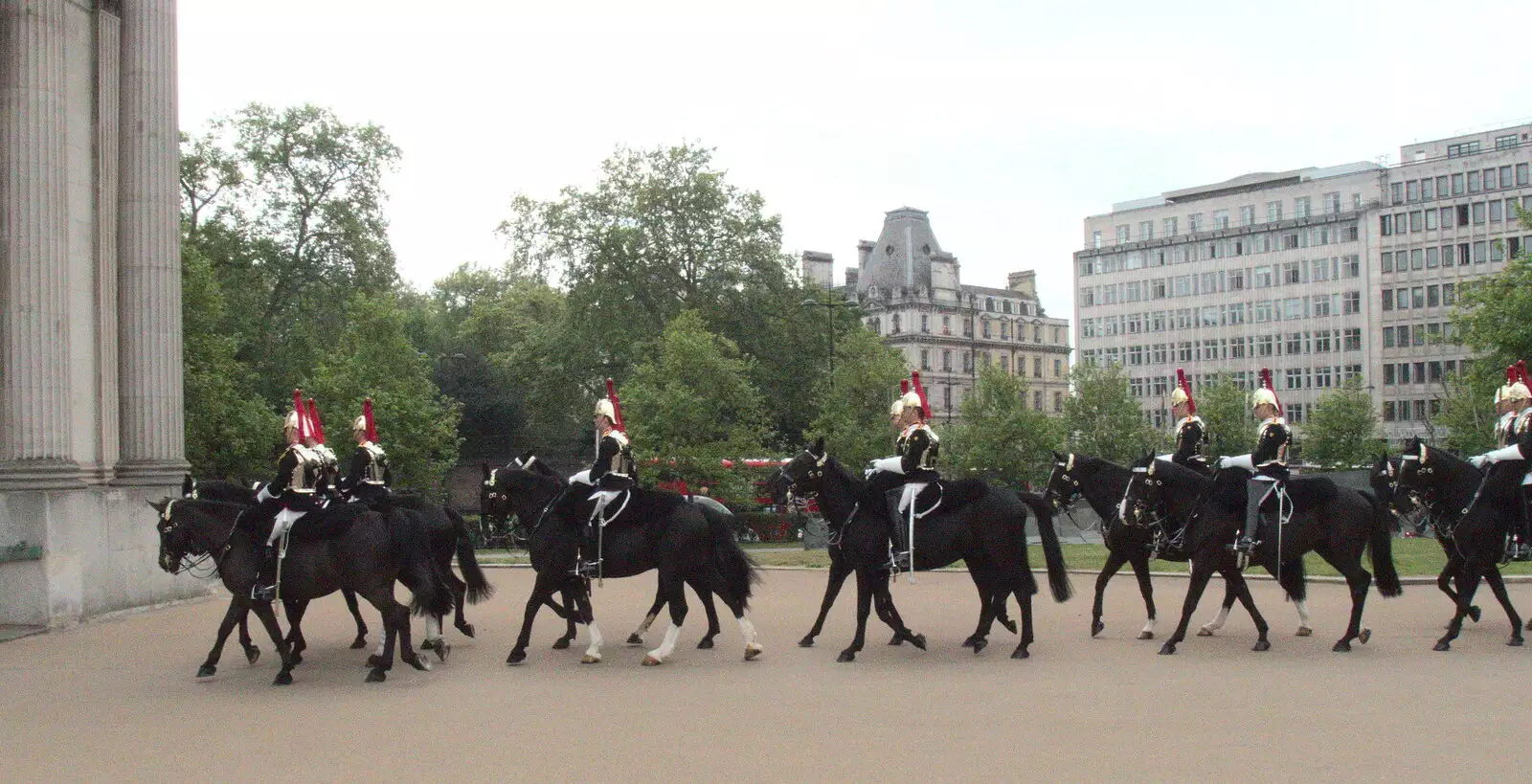 Horses trot through the Wellington Arch, from The Diss Organ Festival, Diss, Norfolk - 14th May 2017