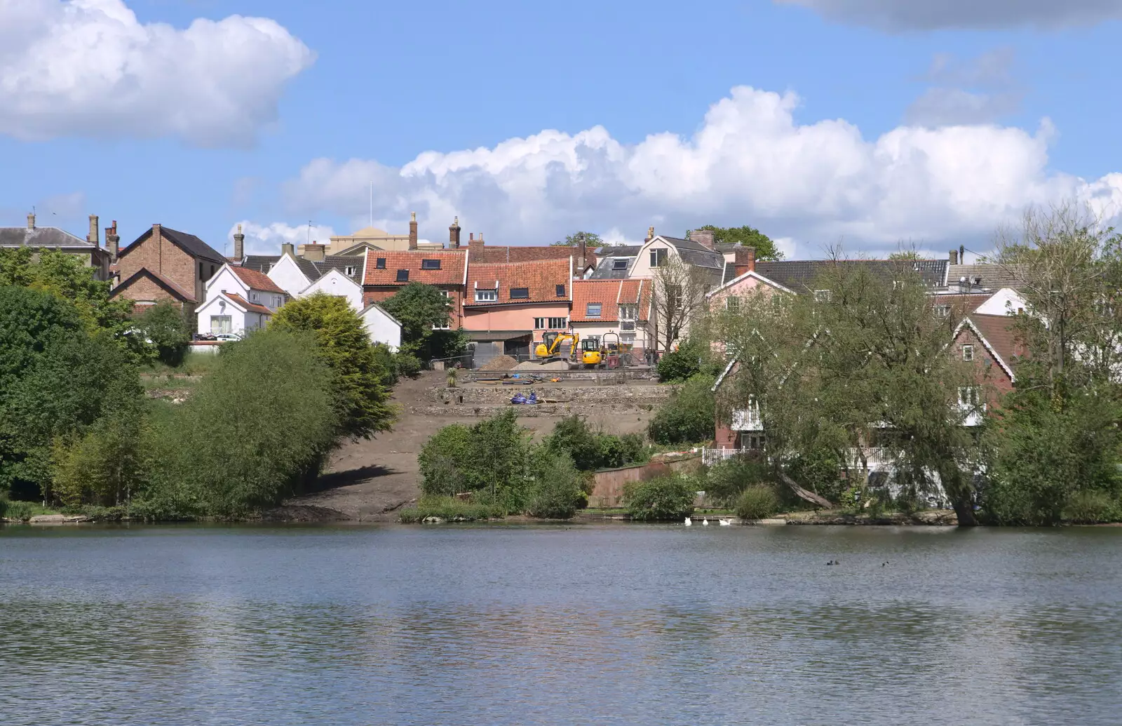 Building works on the opposite side of the Mere, from The Diss Organ Festival, Diss, Norfolk - 14th May 2017