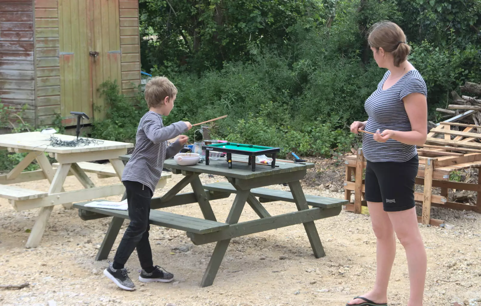 Fred and Isobel play 'stick game', from The Diss Organ Festival, Diss, Norfolk - 14th May 2017