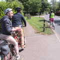 DH and Marc pause on the tandem in Hoxne, A Day at the Grain Brewery Open Day, Alburgh, Suffolk - 20th May 2017