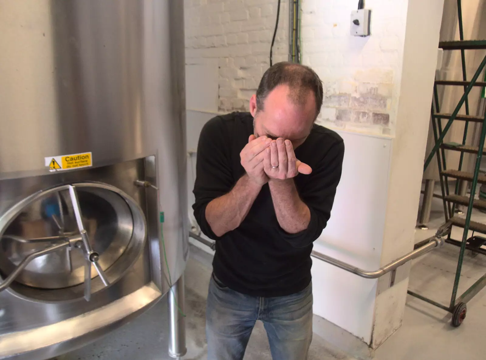 Some hops are sniffed, from A Day at the Grain Brewery Open Day, Alburgh, Suffolk - 20th May 2017