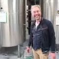 Marc gurns in front of some maturation tanks, A Day at the Grain Brewery Open Day, Alburgh, Suffolk - 20th May 2017