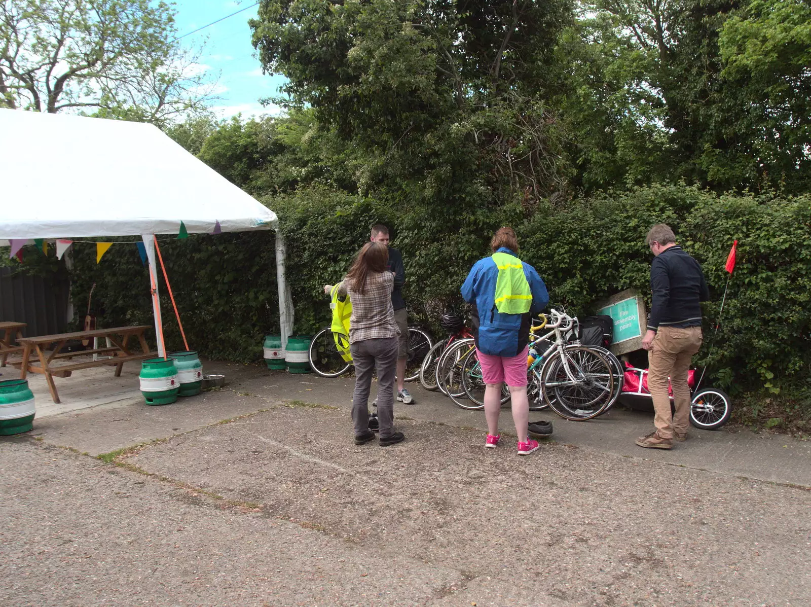 We consider the bike pile, from A Day at the Grain Brewery Open Day, Alburgh, Suffolk - 20th May 2017