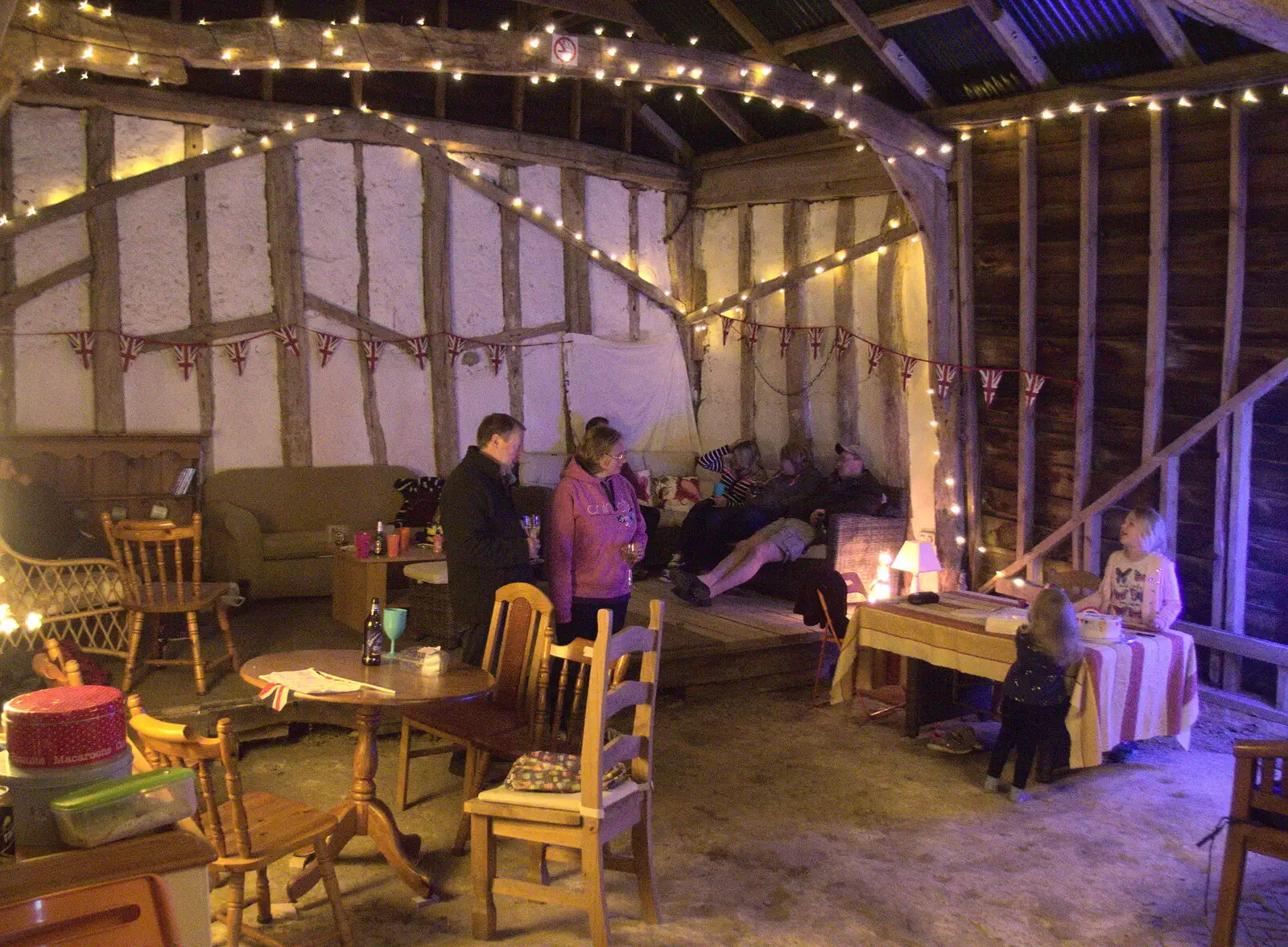 A lit-up barn, from Clive and Suzanne's Party, Braisworth, Suffolk - 21st May 2017