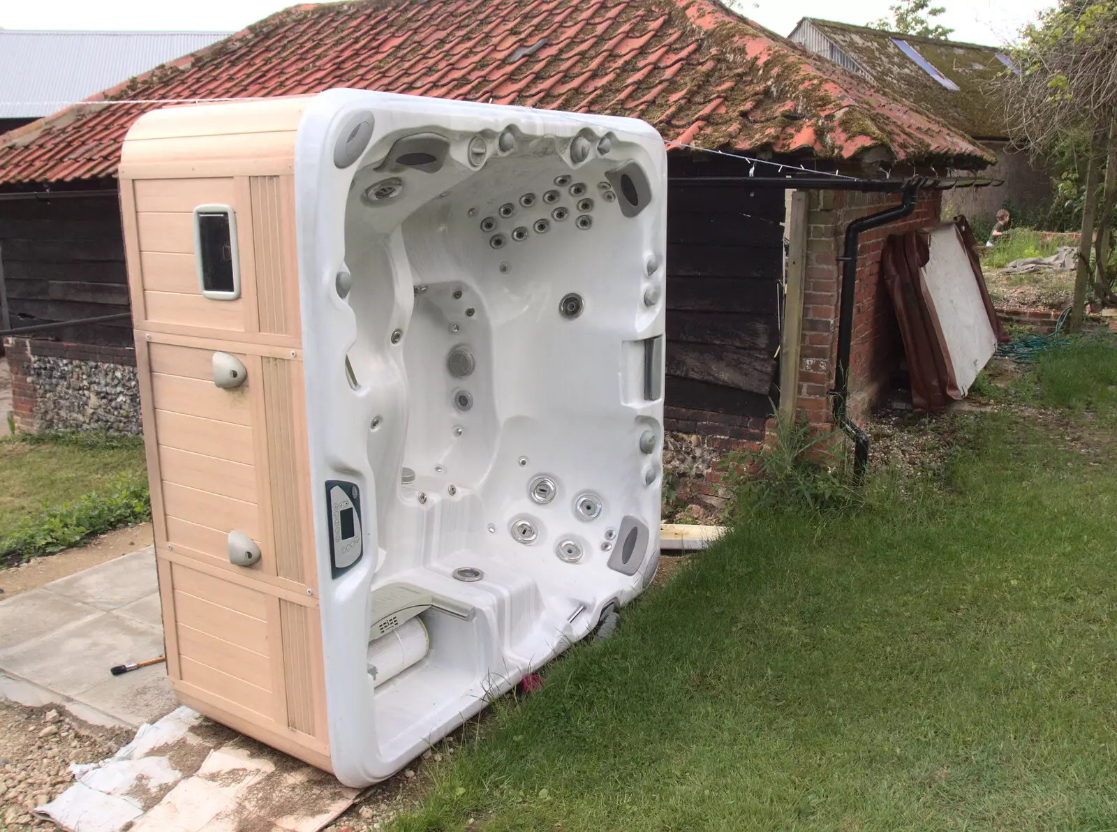 Hot-tub time machine, on its side, from Clive and Suzanne's Party, Braisworth, Suffolk - 21st May 2017