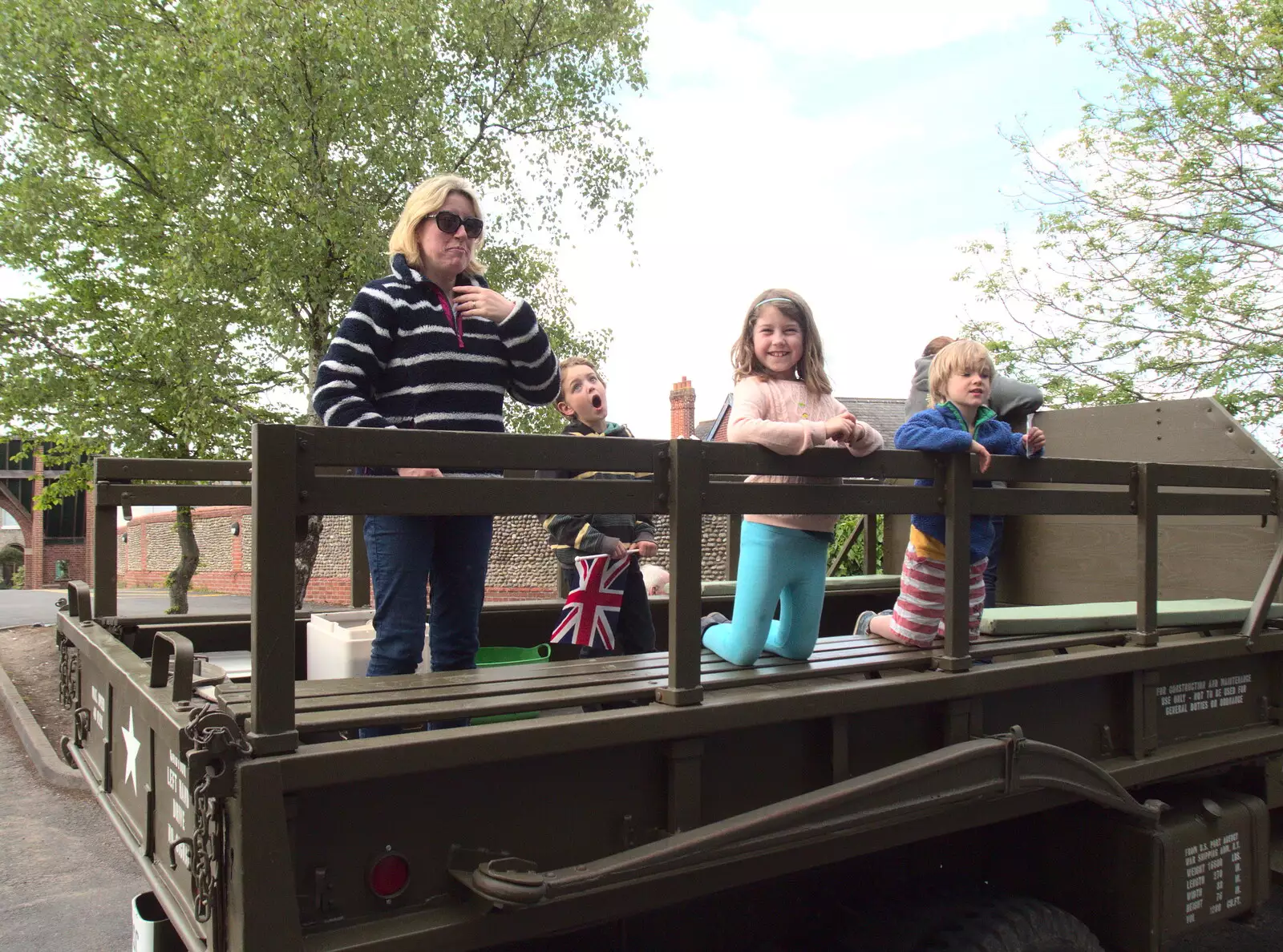 Suzanne and the gang in the car park in Eye, from Clive and Suzanne's Party, Braisworth, Suffolk - 21st May 2017