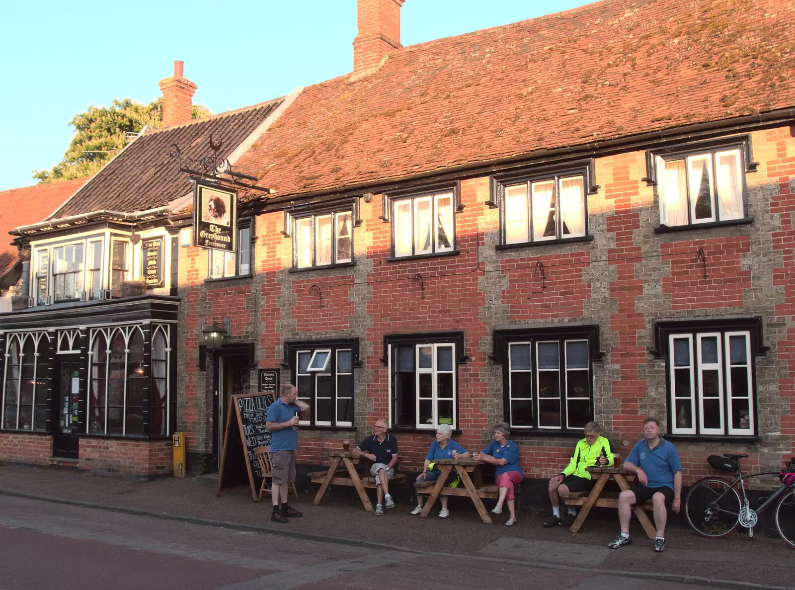 Outside the Greyhound in Botesdale, from Badders, Bike Rides and a Birthday, Suffolk - 26th May 2017