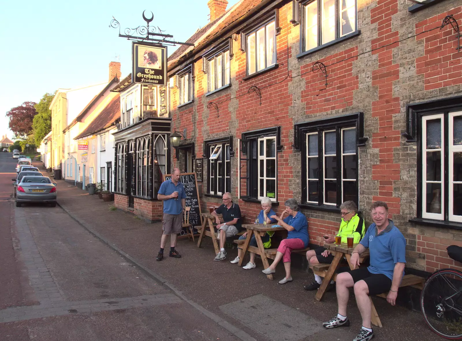 The bike club outside the Greyhound, from Badders, Bike Rides and a Birthday, Suffolk - 26th May 2017