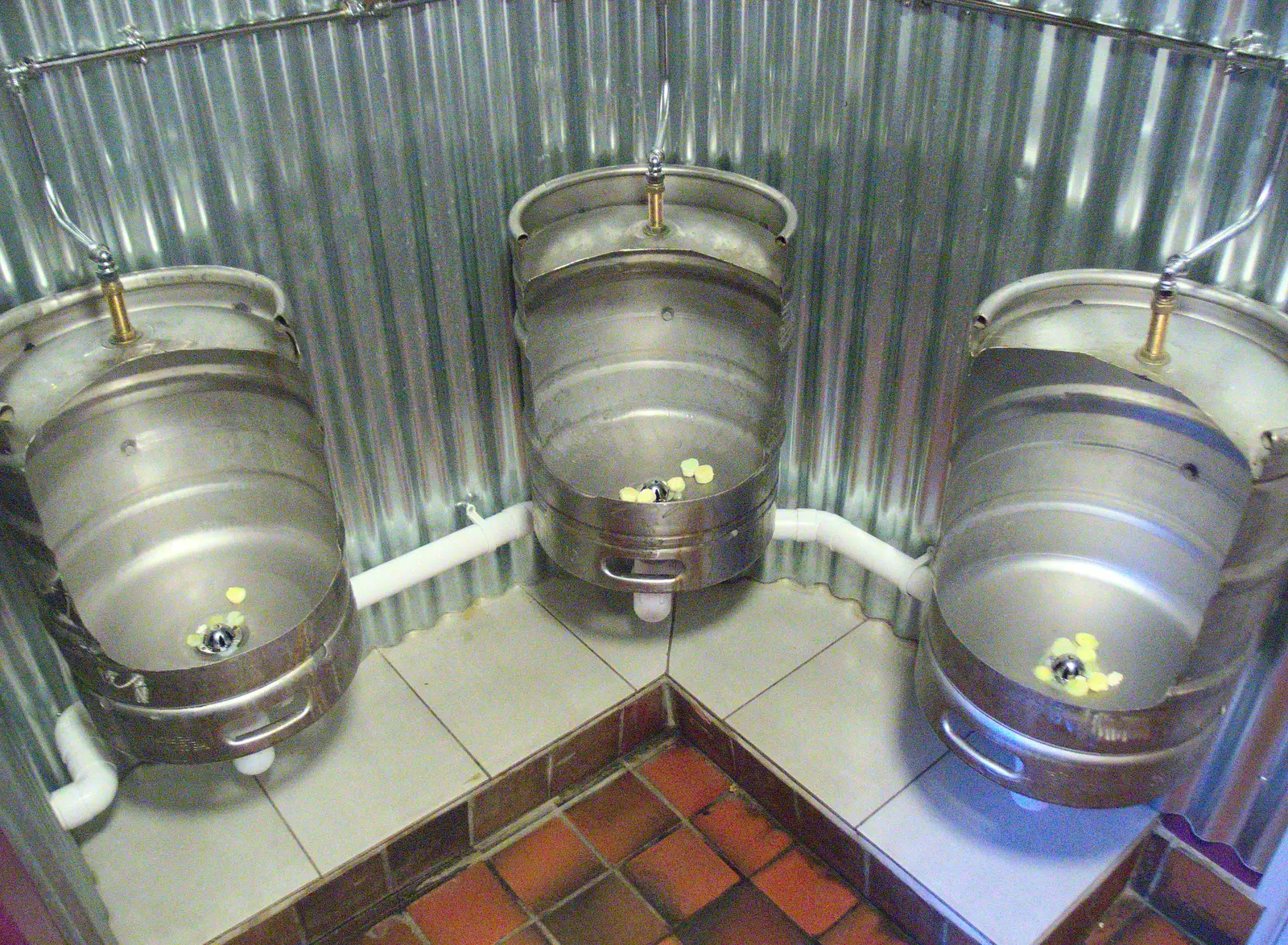 Novel gents urinals, made out of barrels, from Badders, Bike Rides and a Birthday, Suffolk - 26th May 2017