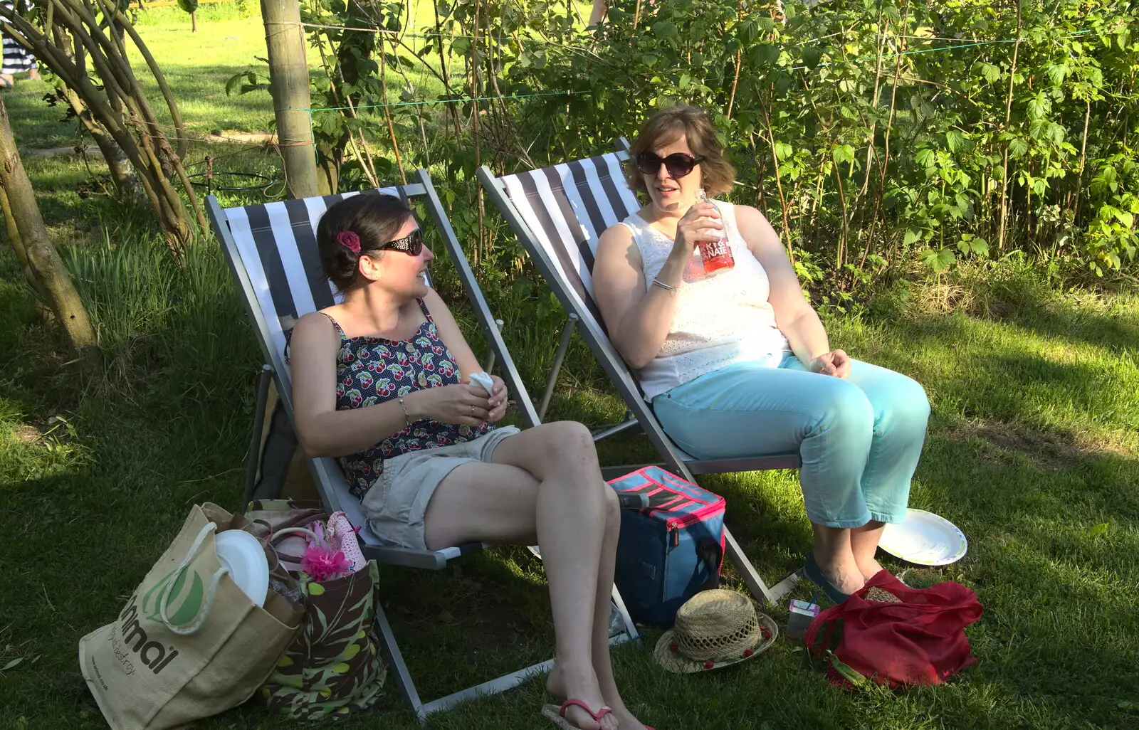 Rachel and Sarah chat, from Wavy and Martina's Combined Birthdays, Thrandeston, Suffolk - 27th May 2017