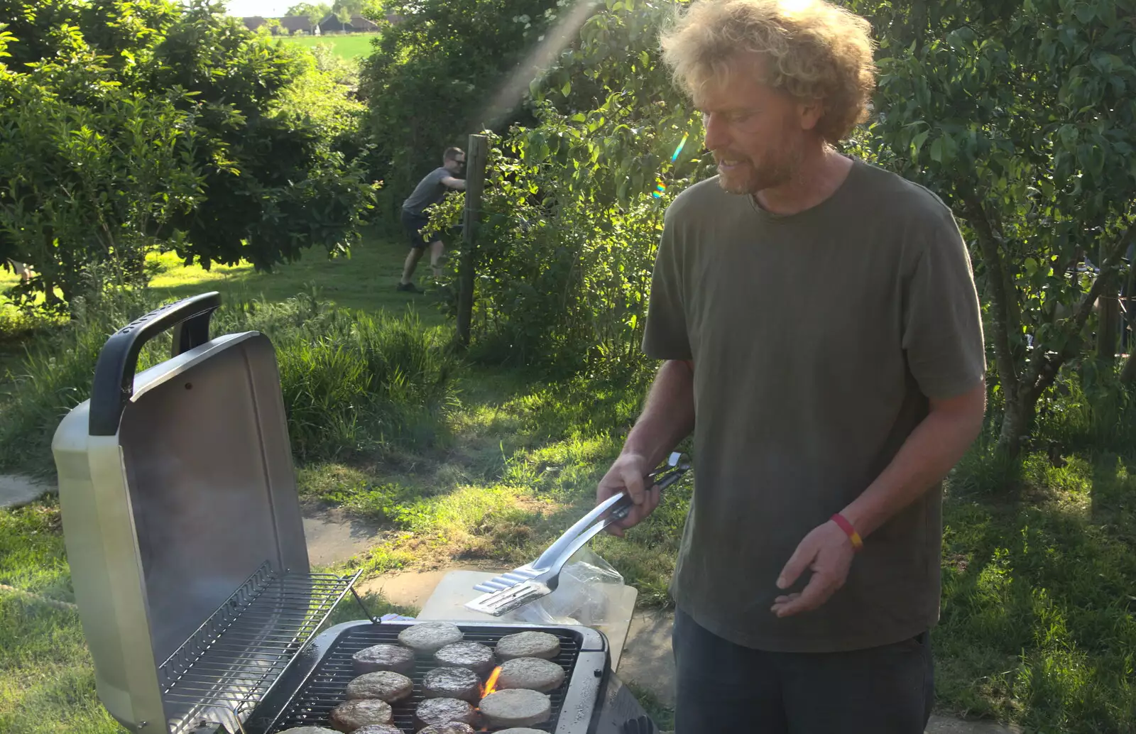 Wavy's on burger duty, from Wavy and Martina's Combined Birthdays, Thrandeston, Suffolk - 27th May 2017