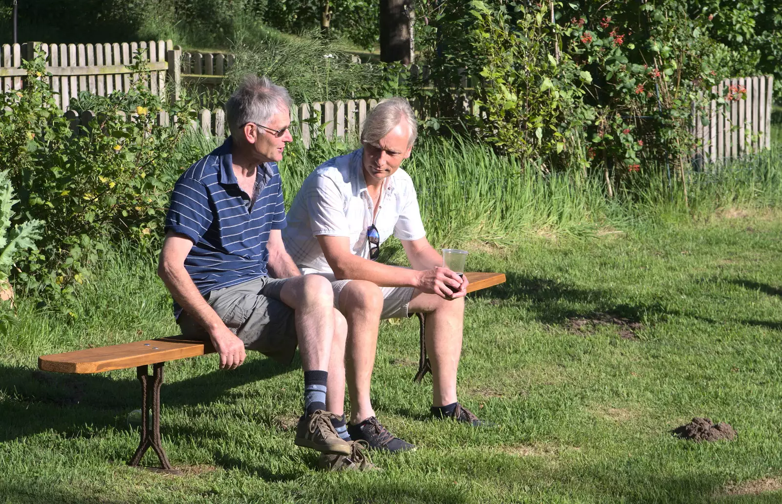 Uncle Mick talks to Jimmy, from Wavy and Martina's Combined Birthdays, Thrandeston, Suffolk - 27th May 2017