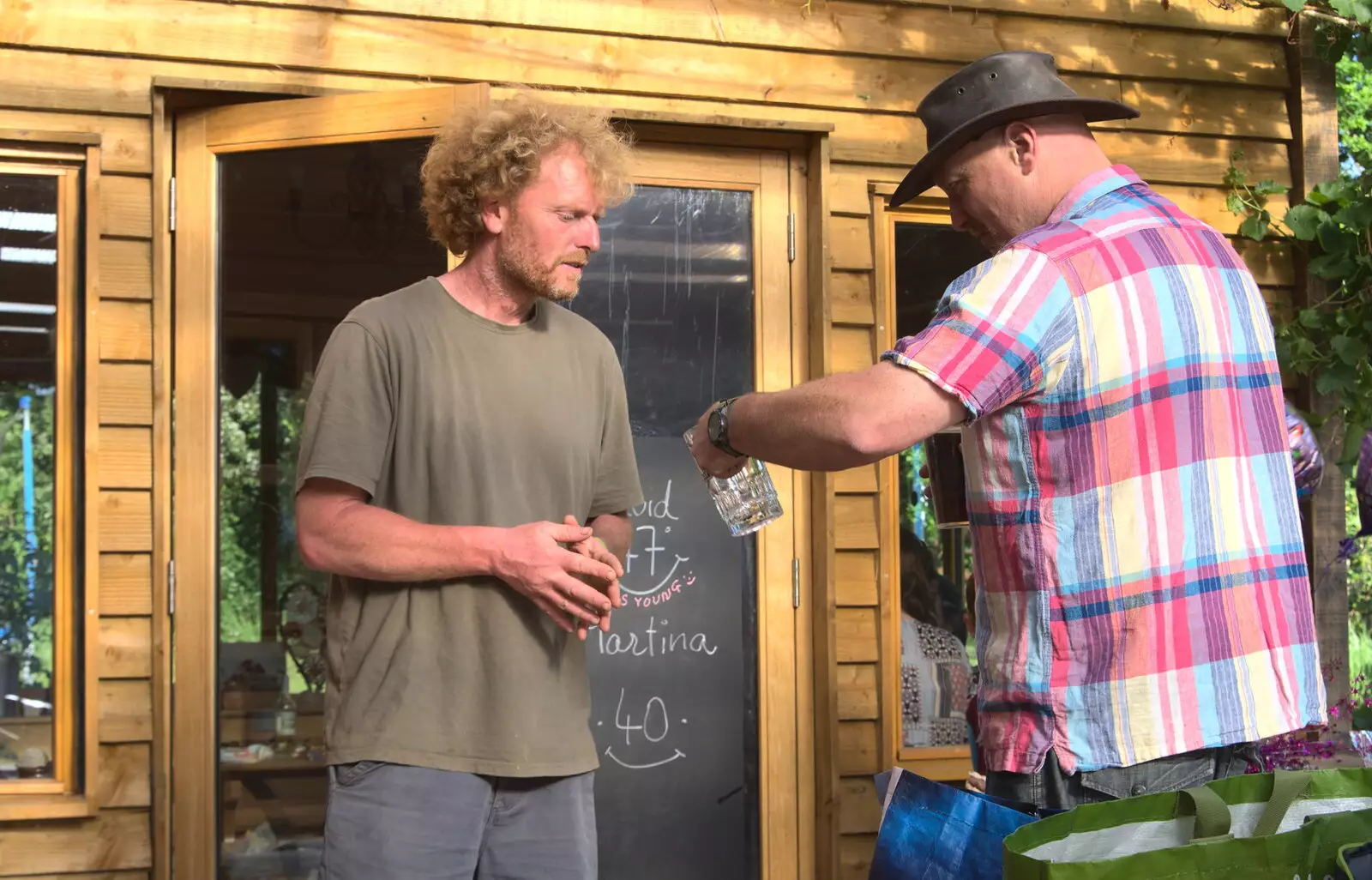 Gov gets a glass, from Wavy and Martina's Combined Birthdays, Thrandeston, Suffolk - 27th May 2017