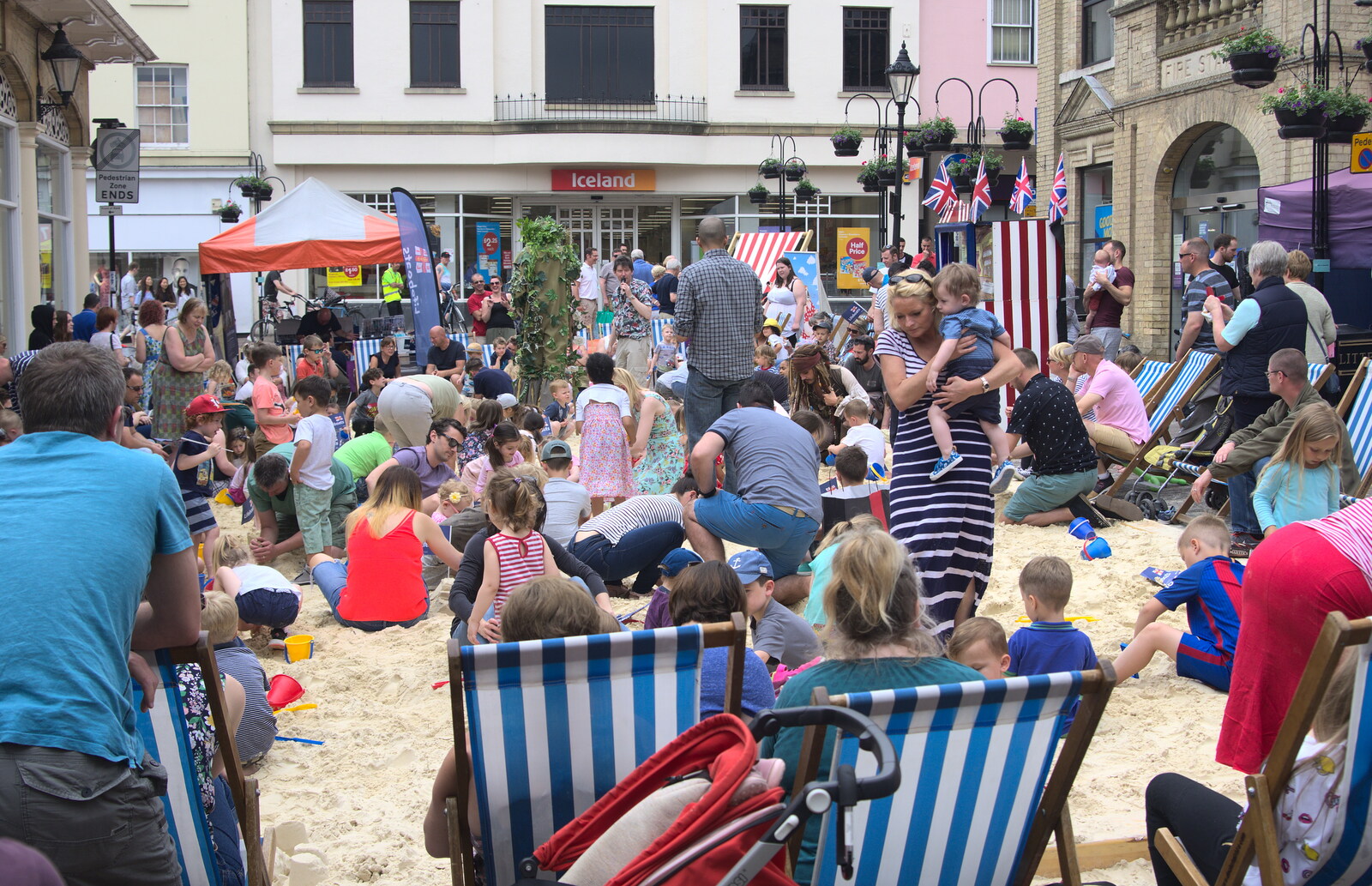 A fake beach has been set up in Bury St. Edmunds from Wavy and Martina's Combined Birthdays, Thrandeston, Suffolk - 27th May 2017