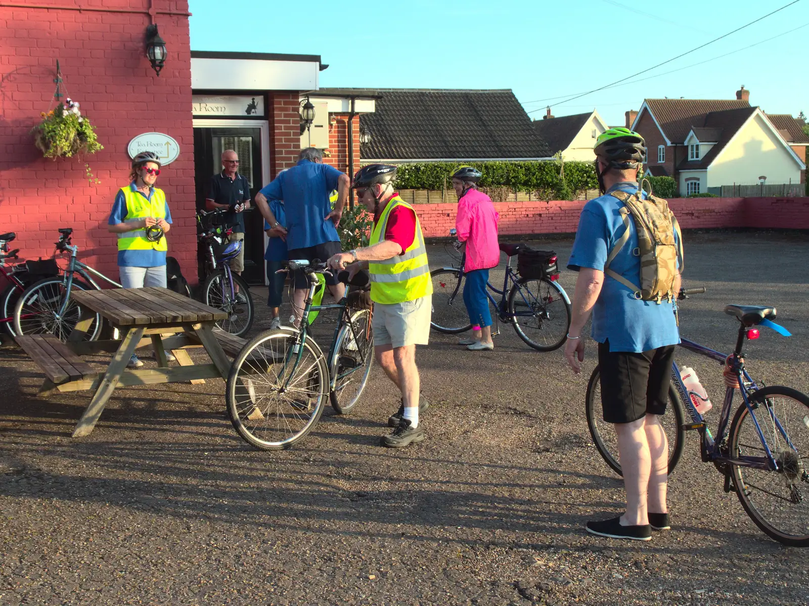 Bikes are parked up, from The BSCC Rides to the Six Bells, Gislingham, Suffolk - 1st June 2017