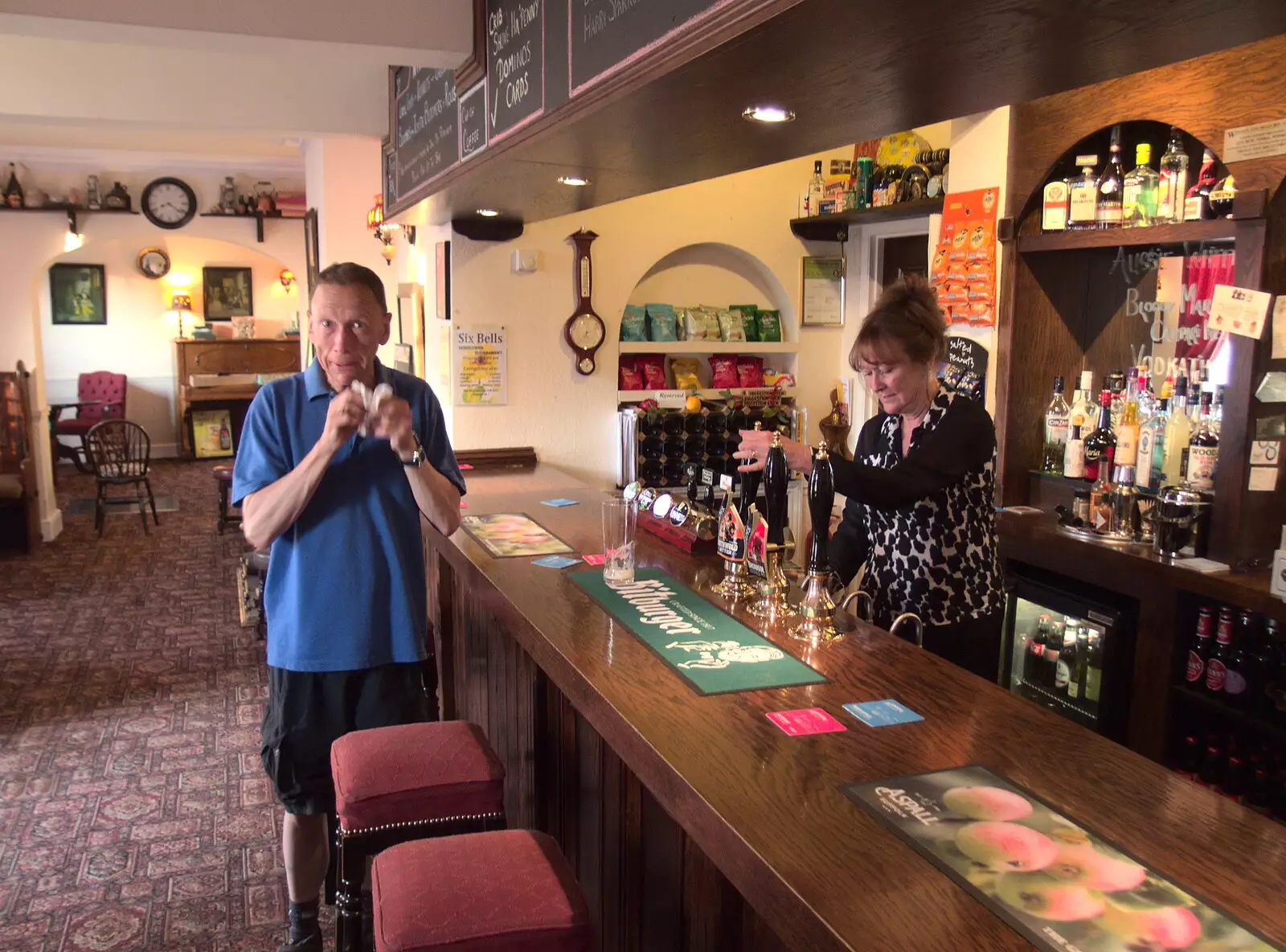 Apple gets a pint at the bar, from The BSCC Rides to the Six Bells, Gislingham, Suffolk - 1st June 2017