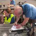 Paul signs the card, The BSCC Rides to the Six Bells, Gislingham, Suffolk - 1st June 2017