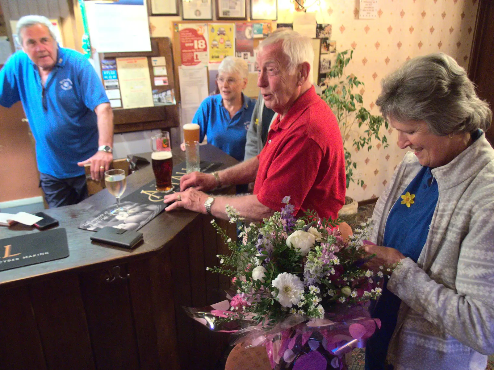 Jill's got some flowers, from The BSCC Rides to the Six Bells, Gislingham, Suffolk - 1st June 2017