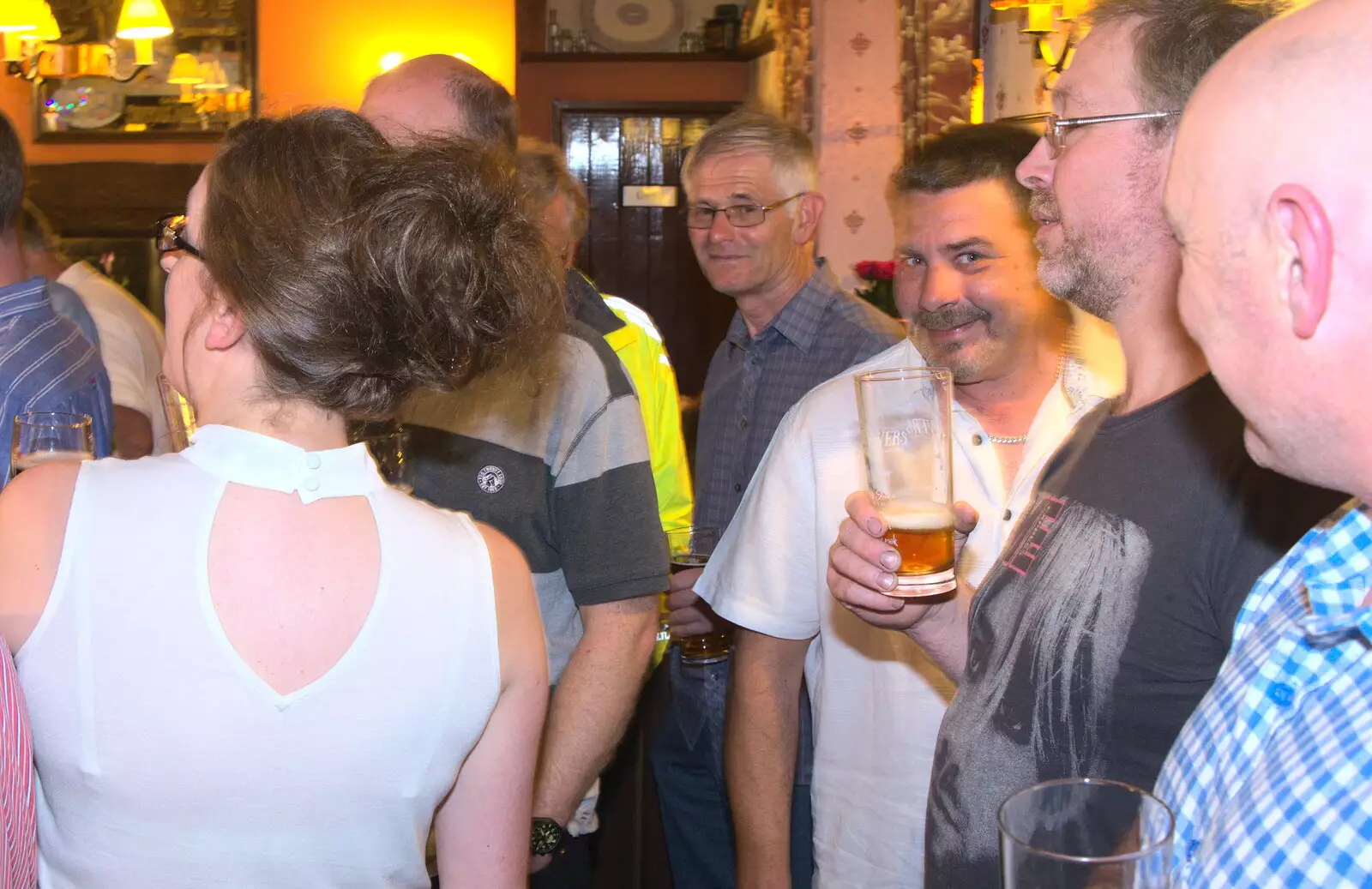 Neil looks shifty as he bunks out for a ciggy, from A Retirement: The Last Night of The Swan Inn, Brome, Suffolk - 3rd June 2017