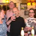 DH holds up a pint, A Retirement: The Last Night of The Swan Inn, Brome, Suffolk - 3rd June 2017