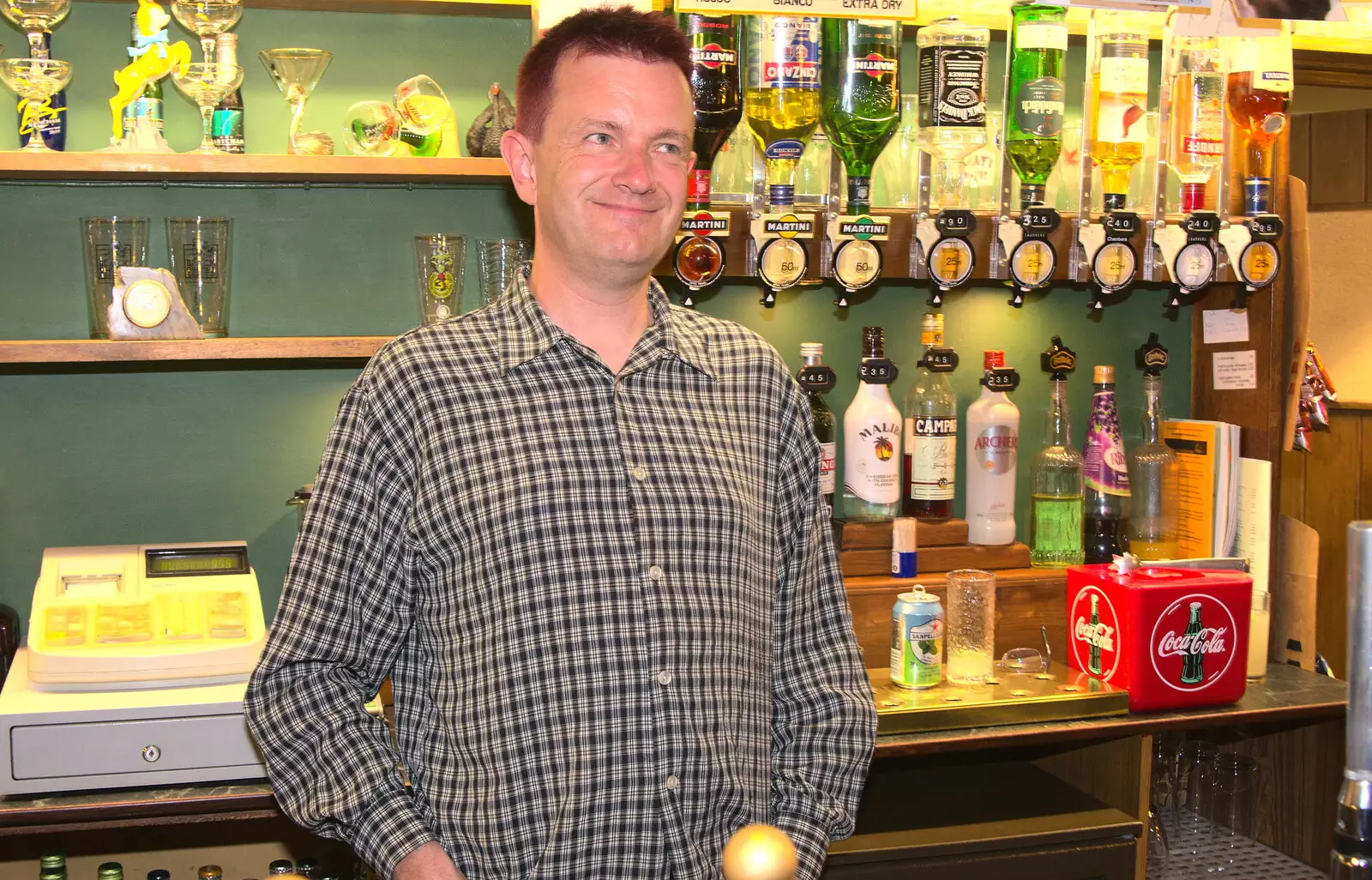 Nosher behind the bar, from A Retirement: The Last Night of The Swan Inn, Brome, Suffolk - 3rd June 2017