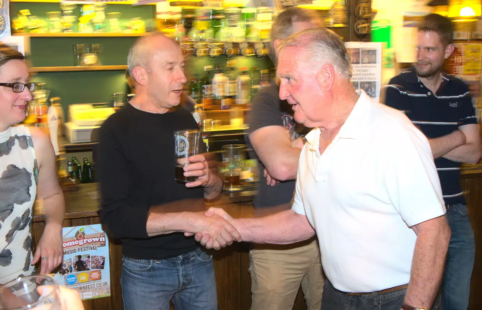 Bernie shakes hands, from A Retirement: The Last Night of The Swan Inn, Brome, Suffolk - 3rd June 2017