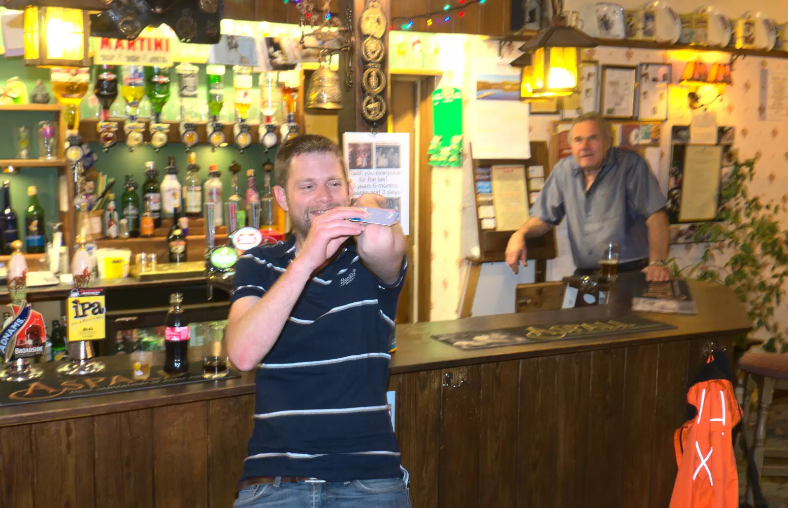 The Boy Phil does the beer-mat-elbow thing, from A Retirement: The Last Night of The Swan Inn, Brome, Suffolk - 3rd June 2017