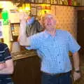 An Adnam's beer mat floats over Alan's head, A Retirement: The Last Night of The Swan Inn, Brome, Suffolk - 3rd June 2017