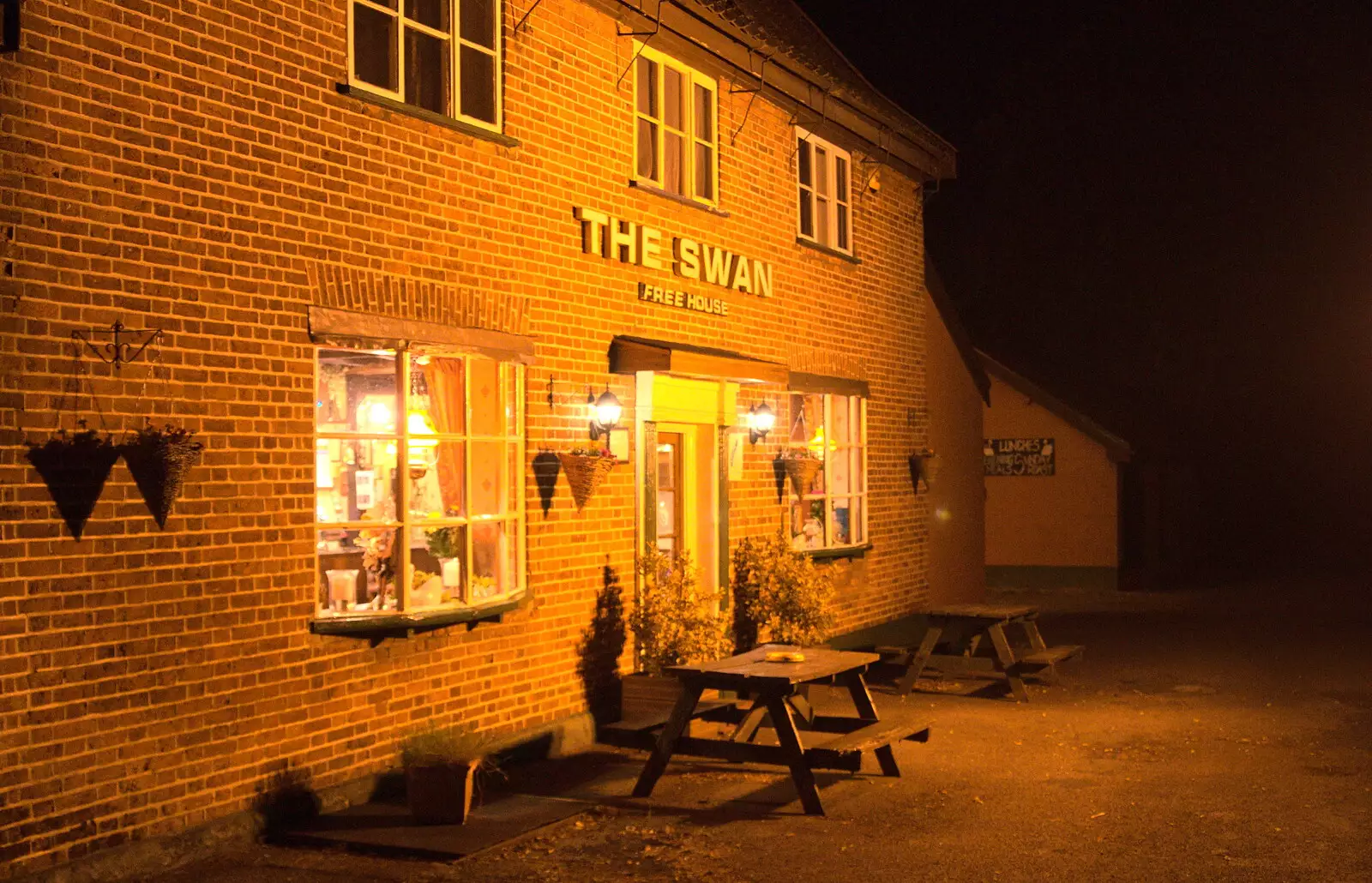 The pub, lit up, from A Retirement: The Last Night of The Swan Inn, Brome, Suffolk - 3rd June 2017