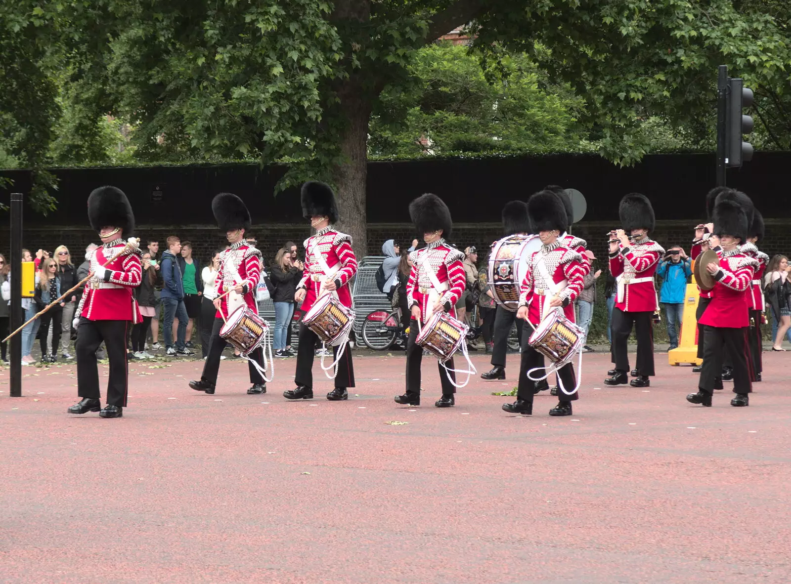 Nosher gets held up by a marching band, from The BSCC at the Mellis Railway and The Swan, Brome, Suffolk - 8th June 2017