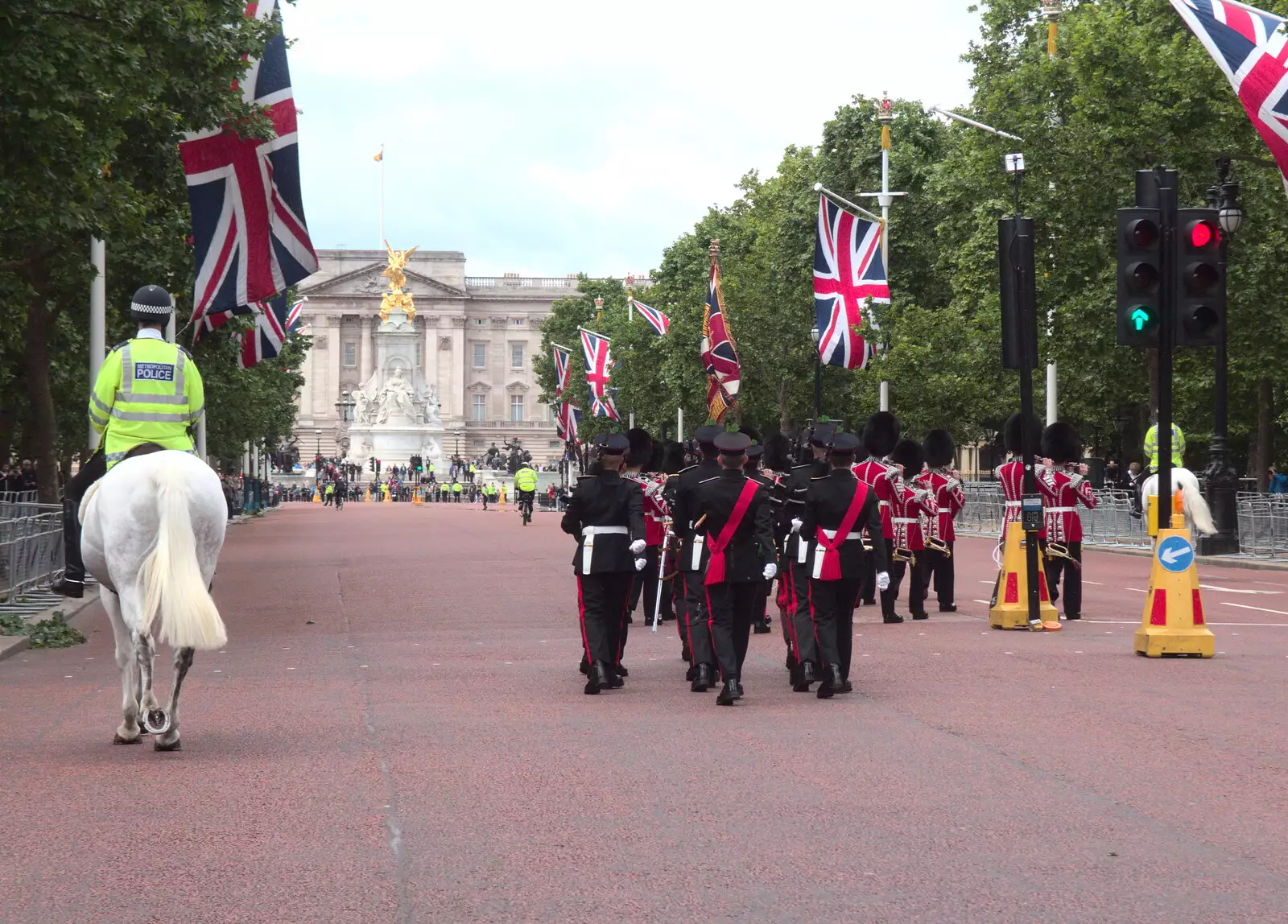 The parade heads off to Buckingham Palace, from The BSCC at the Mellis Railway and The Swan, Brome, Suffolk - 8th June 2017