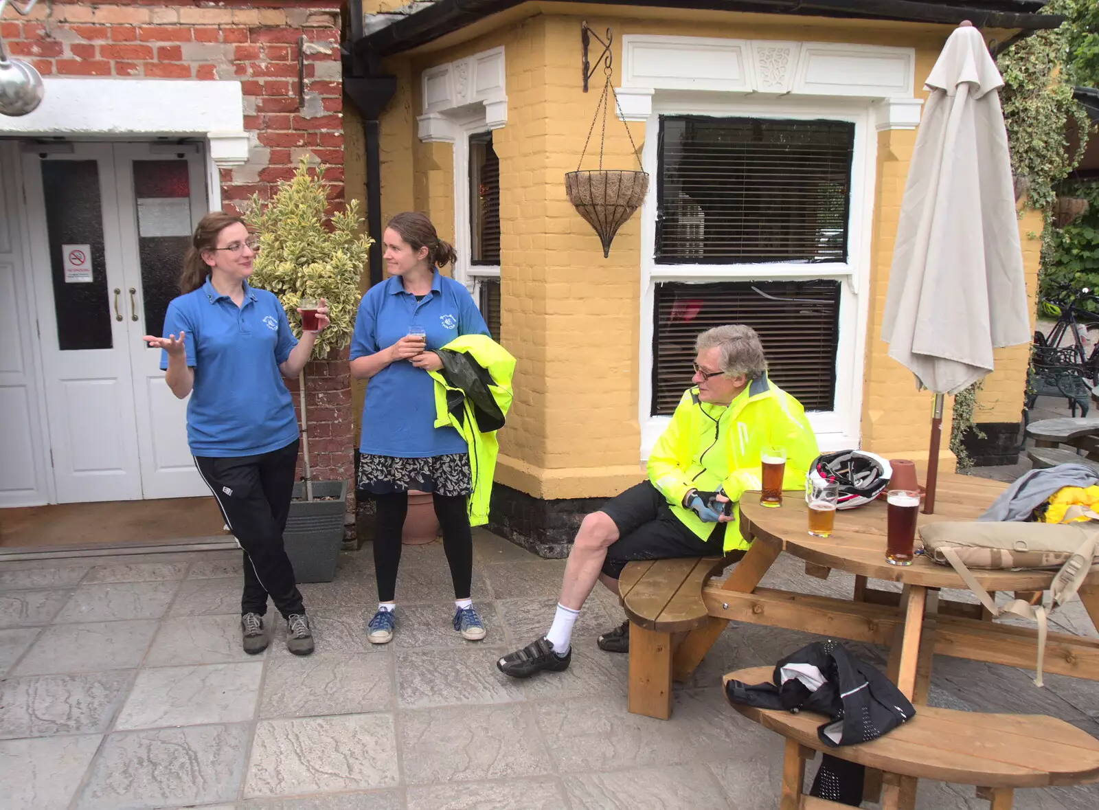 Suey, Isobel and Martin outside the Mellis Railway, from The BSCC at the Mellis Railway and The Swan, Brome, Suffolk - 8th June 2017