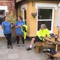 Suey, Isobel and Martin outside the Mellis Railway, The BSCC at the Mellis Railway and The Swan, Brome, Suffolk - 8th June 2017