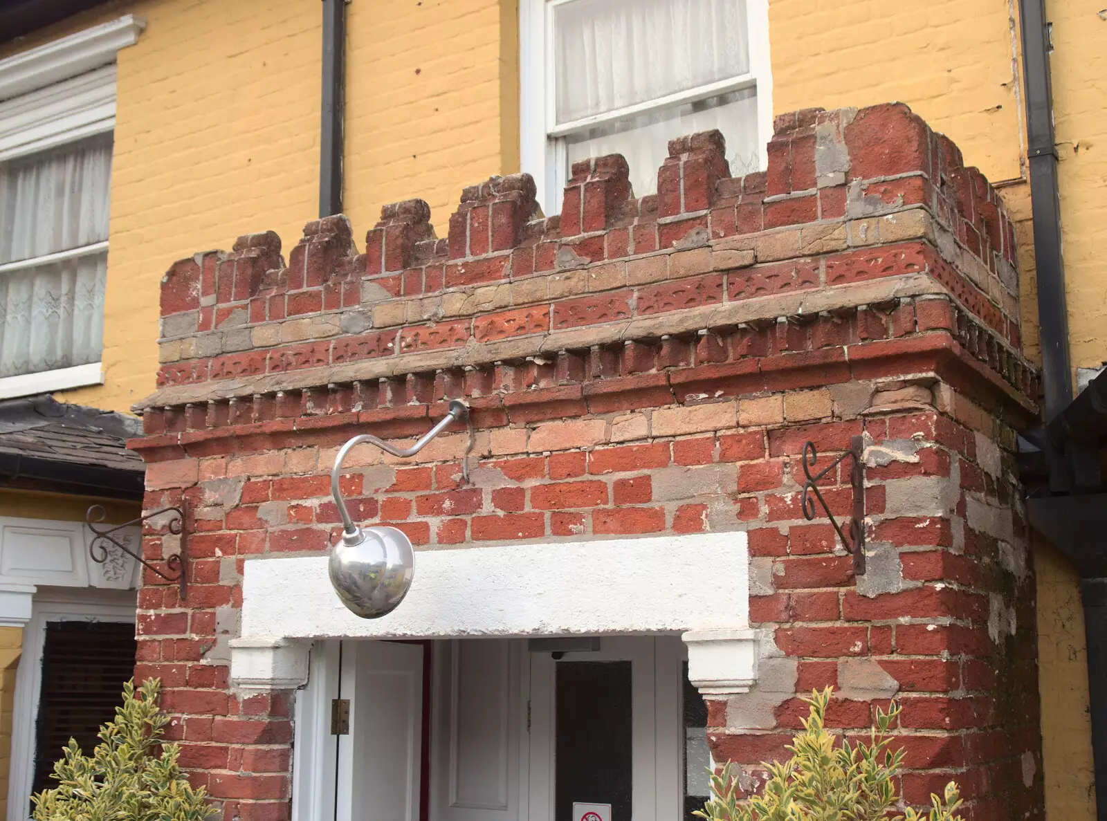 A crennelated porch, from The BSCC at the Mellis Railway and The Swan, Brome, Suffolk - 8th June 2017