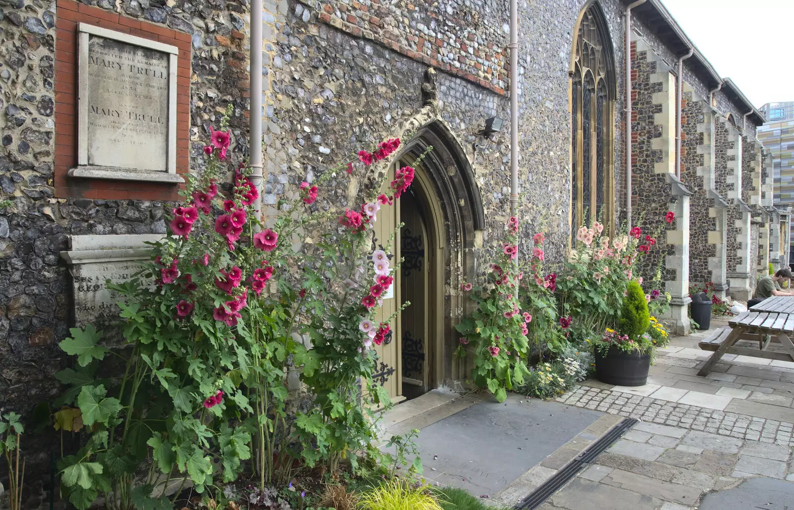 Nice flowers outside St Stephen's Church, from Isobel's Choral Flash Mob, Norwich, Norfolk - 17th June 2017