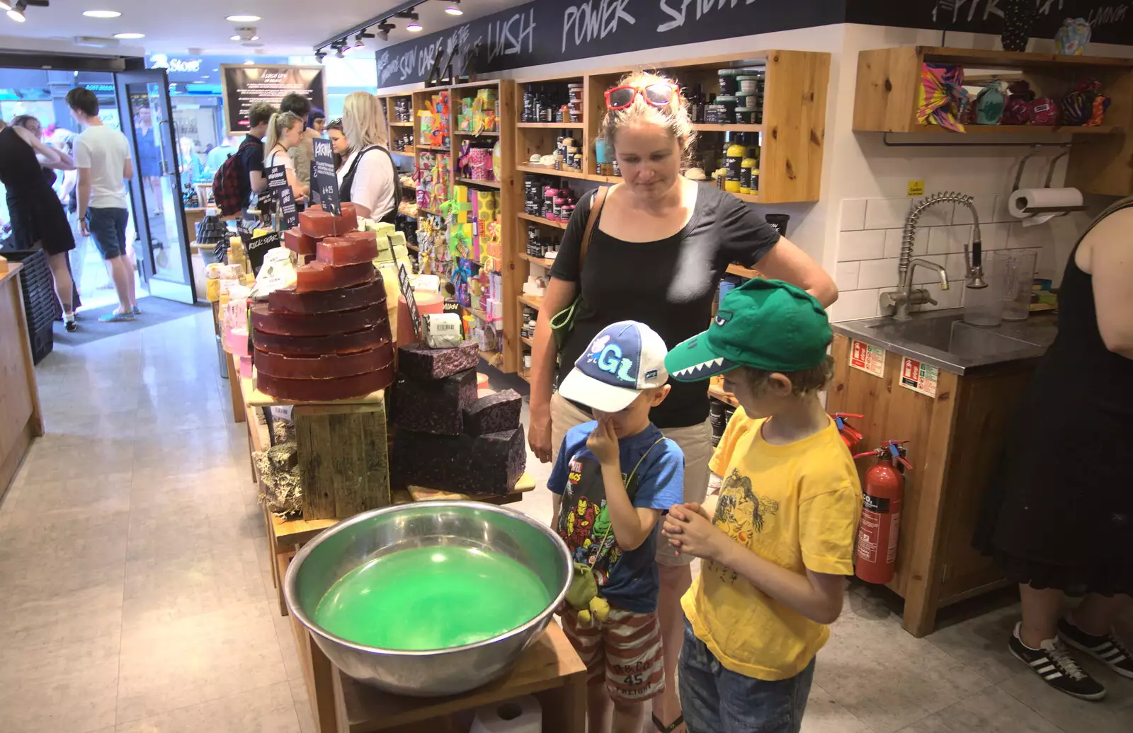 There's a 'bath bomb' demonstration in Lush, from Isobel's Choral Flash Mob, Norwich, Norfolk - 17th June 2017