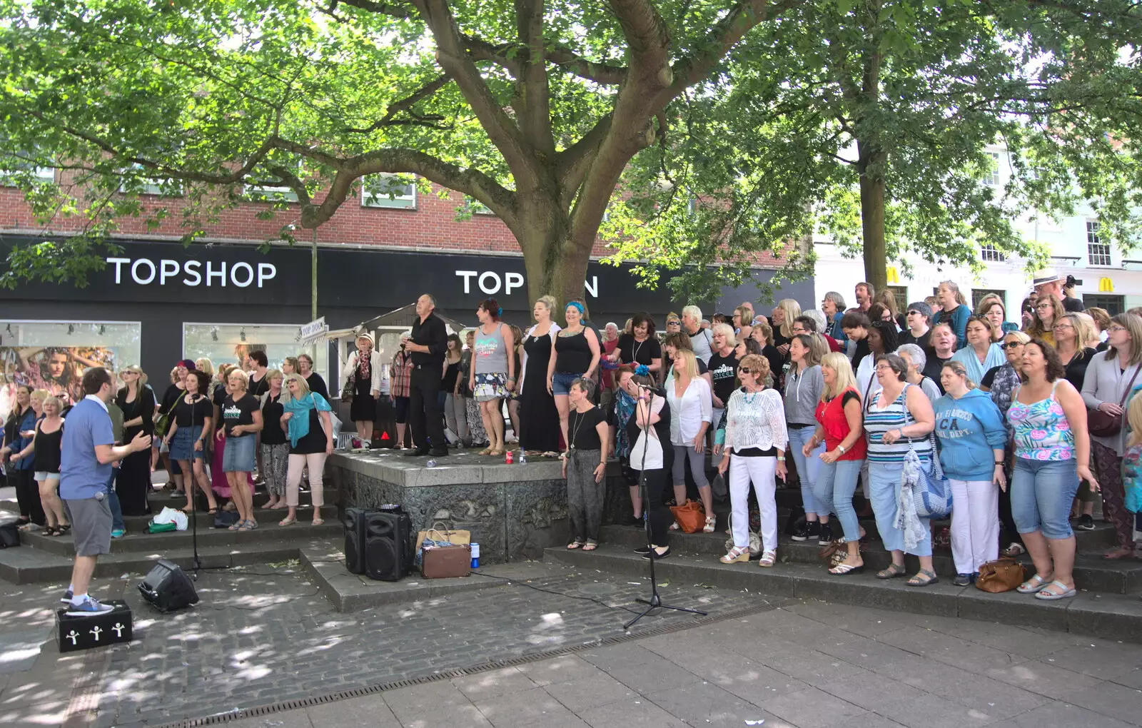 The choir on the Haymarket, from Isobel's Choral Flash Mob, Norwich, Norfolk - 17th June 2017